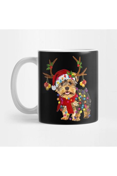 TatFast مضحك عيد الميلاد سانتا يوركي جحر الكلب رائع Reindeer ضوء عيد الميلاد القدح