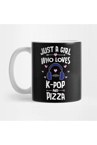 TatFast Funny Just A Girl Who Loves K-pop And Pizza Gift Women Mug
