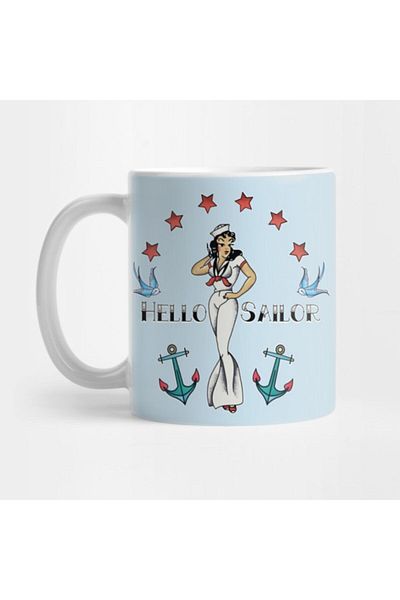 TatFast Jerry Style Hello Sailor Vintage Pin up Tattoo - Gift & Presentation Mug