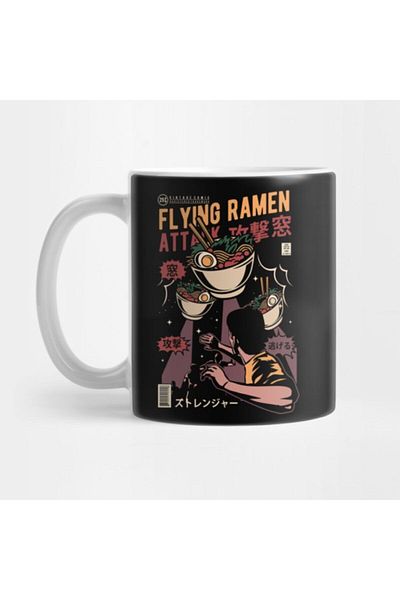 TatFast Retro Ramen Noodle Japanese Flying Ramen Attack Ramen Lover Mug