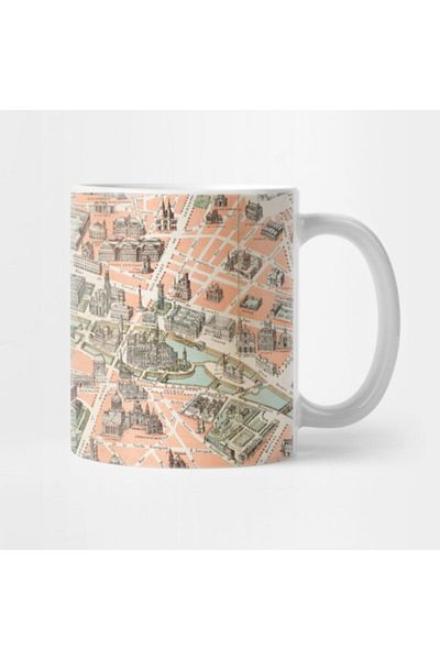 TatFast Vintage Paris Map Mug, Gift, Dowry, Presentation Holder