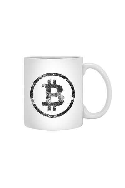 Fizello كوب Bitcoin Vintage Krypto باللون الأبيض - هدية، ومهر، وعرض