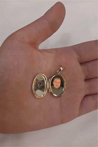 Fiyonk Kuyumculuk 14 Ayar Altın Kapaklı Resim Yapılabilen Oval Kolye Ucu