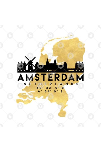 TatFast Amsterdam Netherlands Skyline Map Art Trophy, Gift, Dowry, Presentation Holder