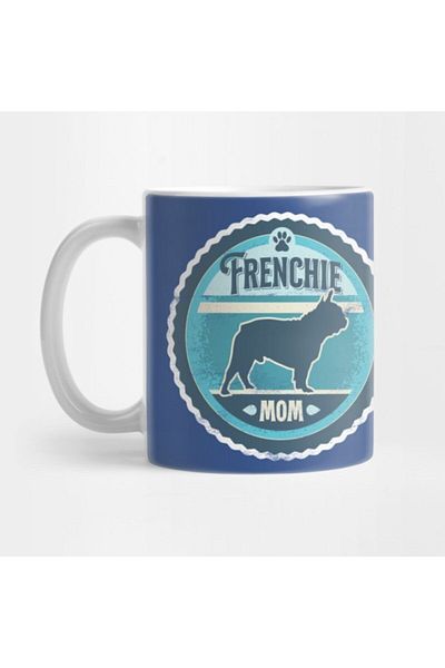 TatFast Frenchie Mom - Distressed French Bulldog Silhouette Design Mug
