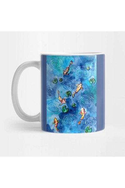 TatFast كوب Koi Fish Pond In The Rain، هدية، مهر، عرض
