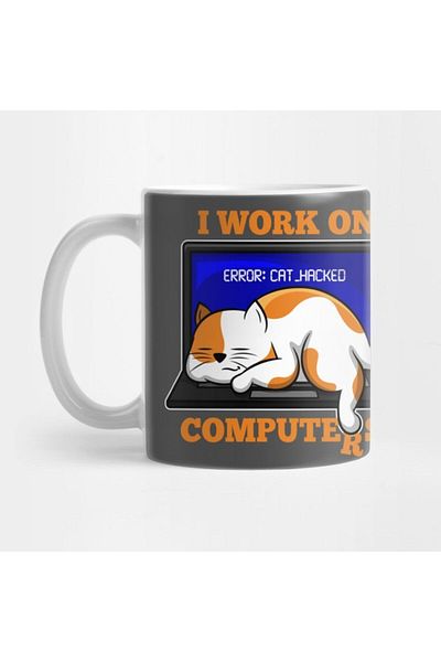 TatFast Cat Hacked Computer Informatik Programmer Mug, Gift, Dowry, Presentation Holder