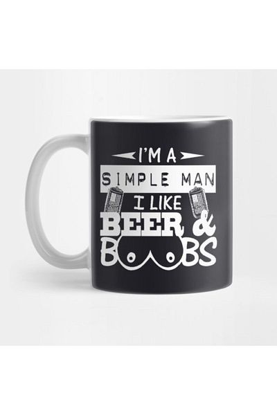 TatFast I M A Simple Man All I Need Is Beer And Boobs Men S Tee Big Boob Mom Mug