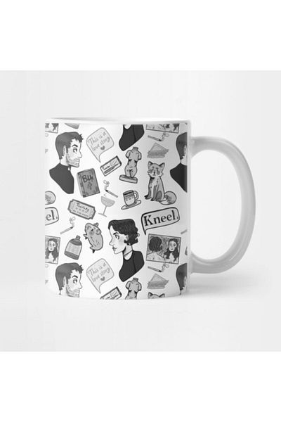 TatFast Fleabag Patterned Black and White Mug - Gift, Dowry, Presentation Coffee Cup