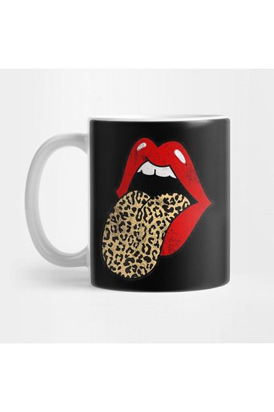 TatFast Vintage Red Lips Leopard Tongue Trendy Animal Print Mug