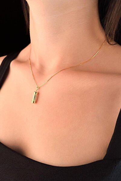 Fiyonk Kuyumculuk 14 Ayar Altın Küp Zincir Cevşen Uçlu Kolye