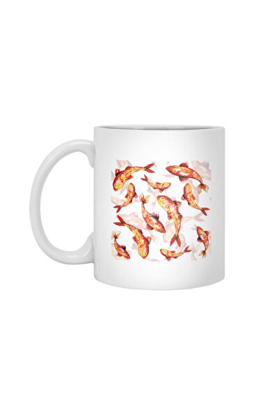 Fizello سمكة كوي - كوب أبيض، هدية، مهر، حامل عرض