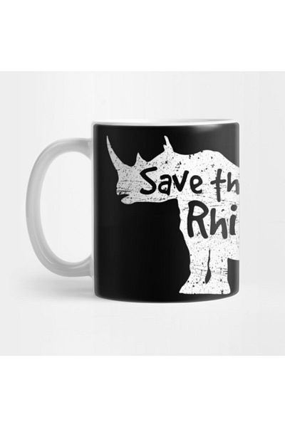 TatFast Save The Rhinos - كوب صديق للبيئة هدية من حجر الراين