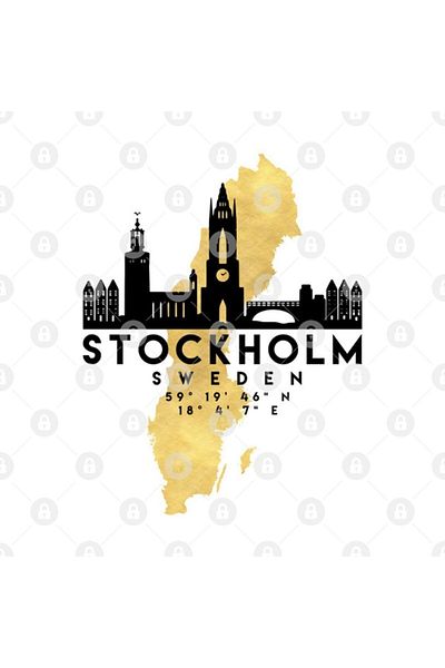 TatFast Stockholm Sweden Skyline Map Art Trophy, Gift, Dowry, Presentation
