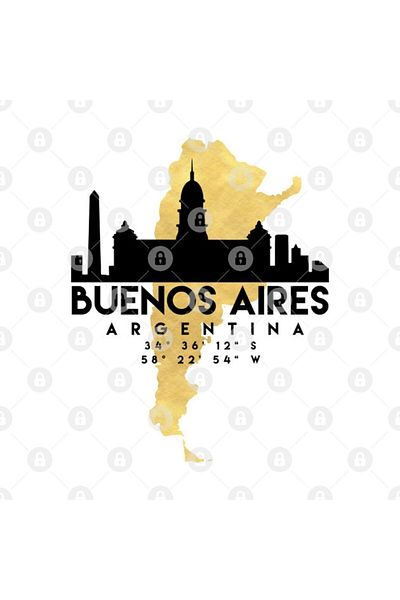 TatFast Buenos Aires Argentina Skyline Map Art Trophy, Gift, Dowry, Presentation