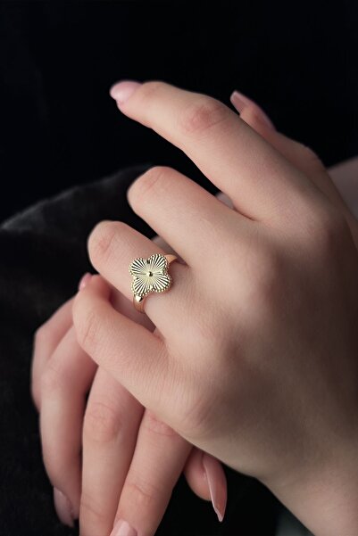 Fiyonk Kuyumculuk 14 Ayar Altın Shine Şans Yoncası Set (kolye,bileklik, Yüzük, Küpe)