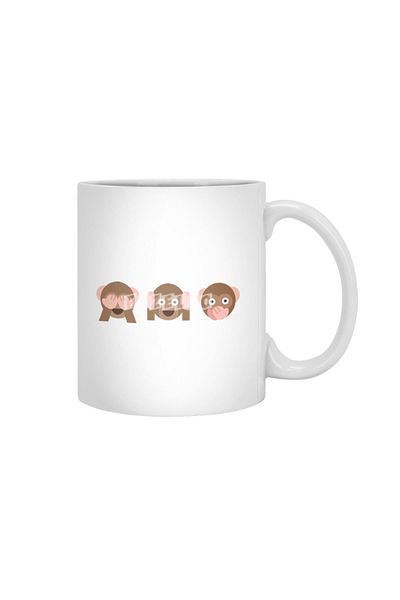 Fizello كوب أبيض من Three Wise Monkeys، هدية، مهر، عرض