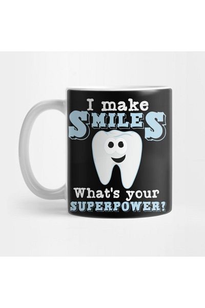 TatFast اقتباس ابتسامة طبيب الأسنان - كوب Superpower لطبيب الأسنان، هدية وعرض