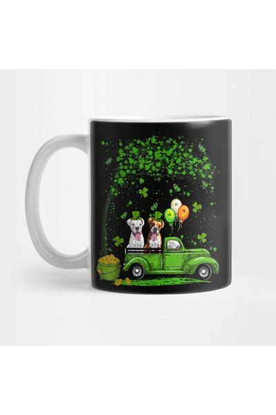 TatFast St. Patrick's Day Irish Blue Truck Pickup Boxer - كوب هدية، حامل عرض المهر
