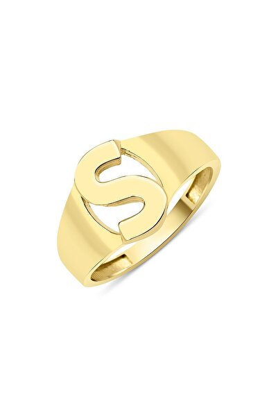 Fiyonk Kuyumculuk 14 Ayar Altın Taşsız S Harfli Yüzük