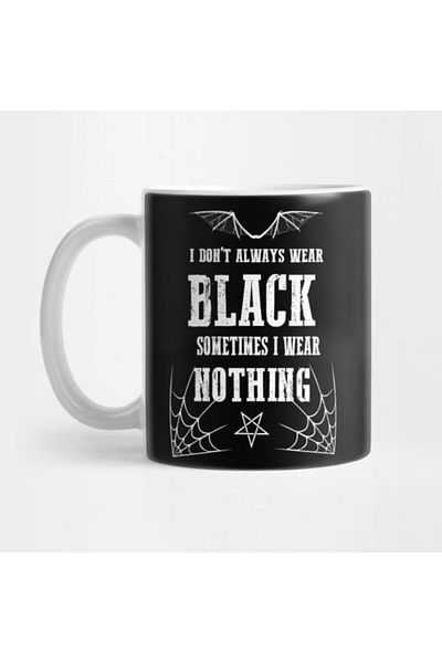 TatFast كوب I Don't Always Wear Black Gothic Batwings Grunge Wiccan Punk Rock