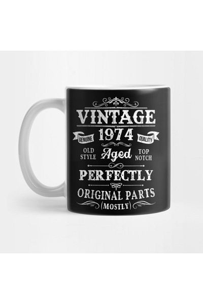 TatFast 46. Age Mug - Vintage 1974 Birthday Gift, Gift, Dowry and Presentation Holder