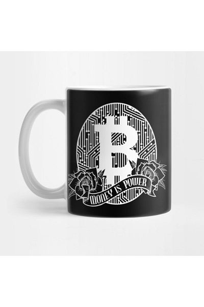 TatFast العملة المشفرة Bitcoin Btc Trader Money Is Power Mug، هدية، مهر، عرض تقديمي