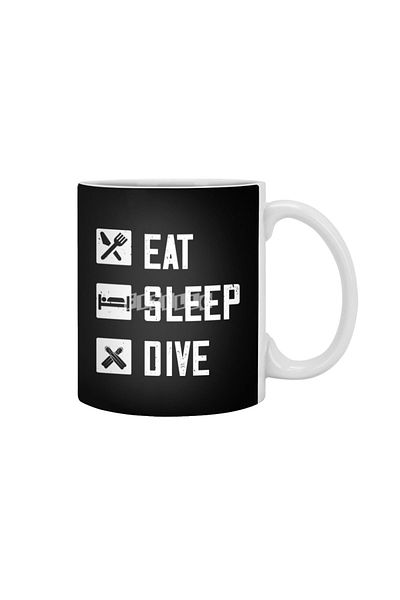 Fizello كوب أبيض من Diving - Eat Sleep Dive، هدية، مهر، عرض