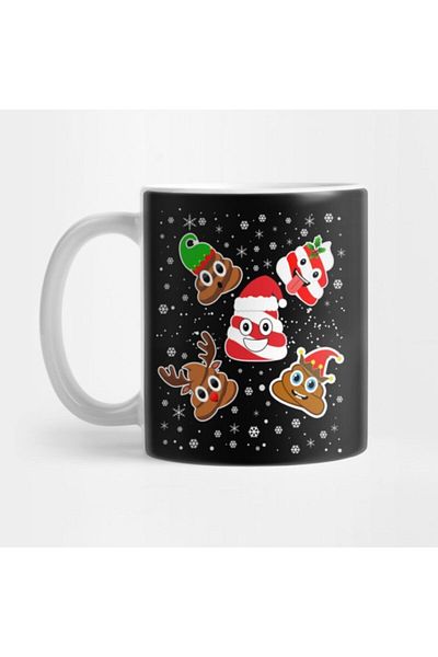 TatFast كوب هدية لعيد الميلاد المضحك لعيد الميلاد من Poop Emojis
