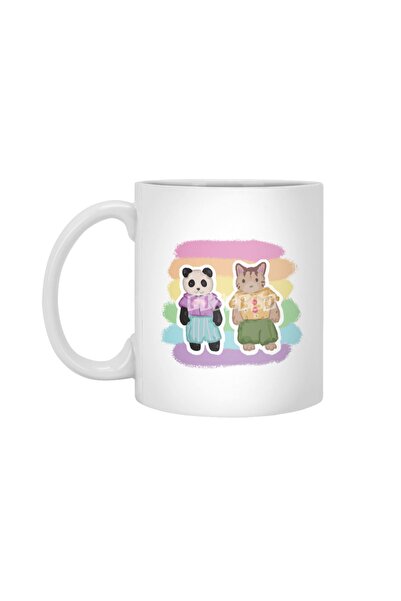 Fizello كوب أبيض للزوجين من Critter Panda & Cat، هدية، مهر، هدية