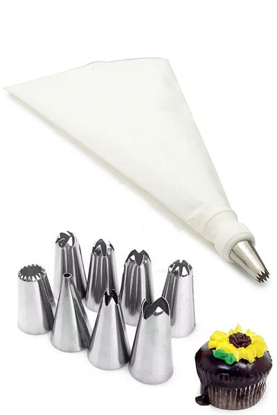 Selenica 10 Pieces Steel Tip Cake, Cake Decorating Cream Piping Bag