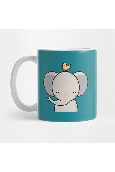 TatFast Kawaii Cute Elephant and Bird Mug, Gift, Dowry, Presentation Holder
