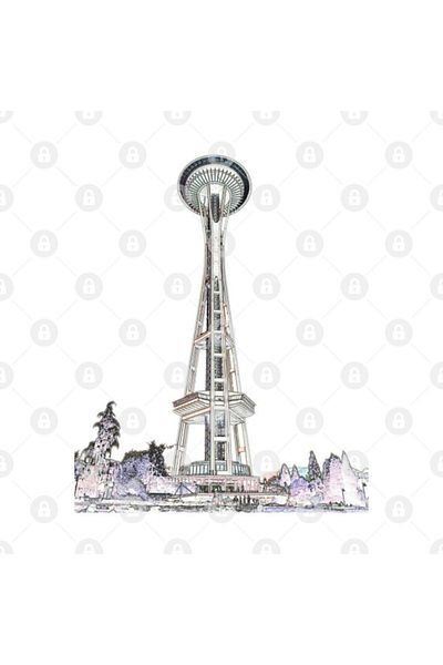 TatFast كوب Seattle Space Needle Edges، هدية، مهر، حامل عرض