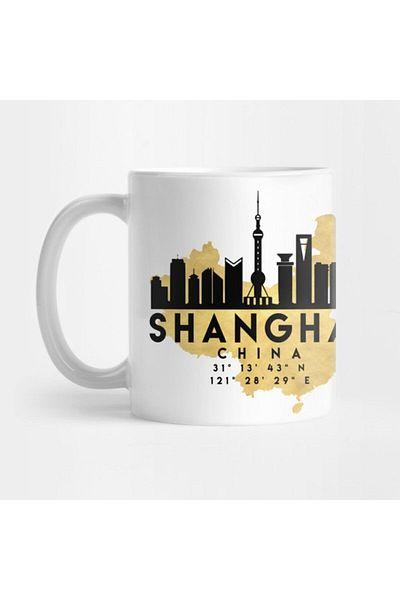 TatFast Shanghai China Skyline Map Art Mug, Gift, Dowry, Presentation Holder