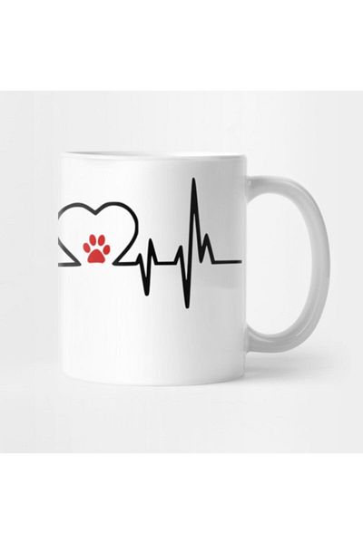 TatFast كوب Pug Dog Heartbeat Ekg Heartline، هدية، مهر، عرض