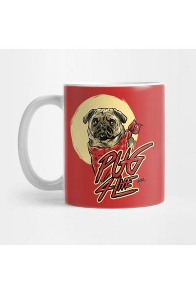 TatFast كوب Pug 4 Life، هدية، مهر، حامل عرض