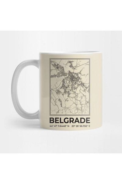 TatFast Belgrade Minimalist Map Mug, Gift, Dowry, Presentation Holder