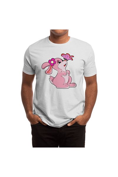 Fizello Λευκό μπλουζάκι Rabbit για άνδρες και γυναίκες - Σχέδιο λουλουδιών & πεταλούδων