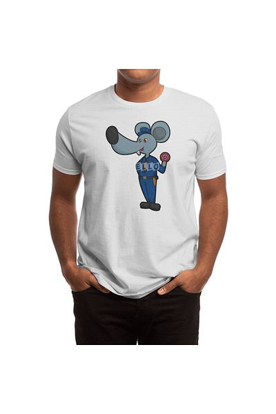 Fizello Police Office Mouse - Tricou cu gogoși pentru bărbați și femei, tricou alb unisex