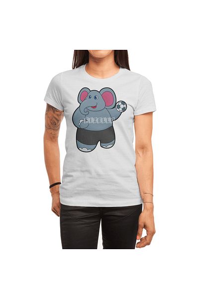 Fizello Tricou alb unisex cu pantofi cu umeri de handbal cu model elefant