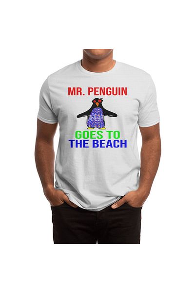 Fizello Μπλουζάκι Mr Penguin Face Beach - Ανδρικό, Γυναικείο, Unisex Λευκό T-shirt