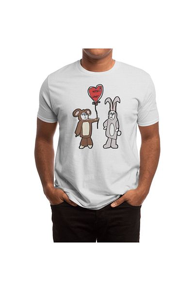 Fizello Tricou alb unisex pentru bărbați și femei - Bear/Bunny Love!
