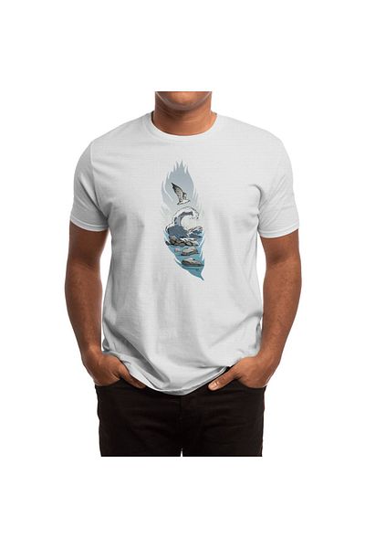 Fizello Tricou alb pentru bărbați și femei - Tricou unisex Misty Seaside View