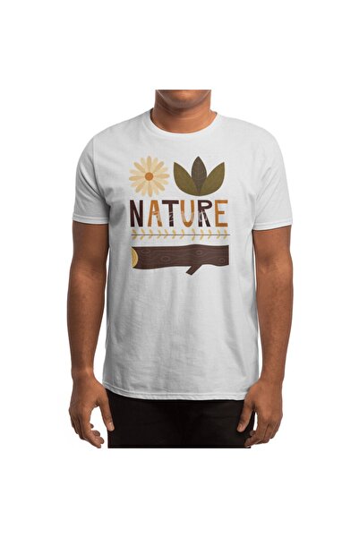 Fizello Вінтажна футболка з принтом природи - ретро-дизайн для кемпінгу, унісекс Beyaz Tişört
