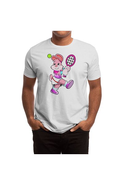 Fizello Tricou pentru bărbați și femei - Tricou unisex alb Rabbit At Tennis, Rachete și Tennis Loose