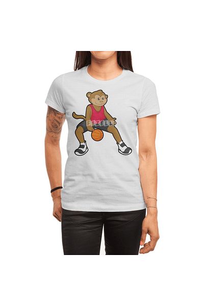 Fizello Tricou unisex alb Monkey Basketball Playa pentru bărbați și femei - cu baschet