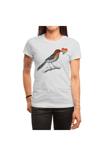 Fizello Λευκό μπλουζάκι Bird Heart Pride Colorful Love Unisex για άνδρες και γυναίκες