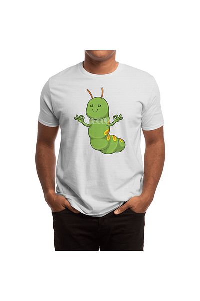 Fizello Tricou alb unisex Caterpillar Yoga Meditation