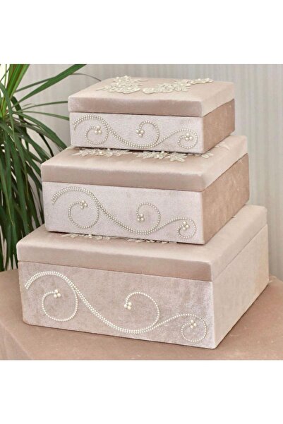 Ceyyiz Ahşap 3lü Gelin Çeyiz Kutuları