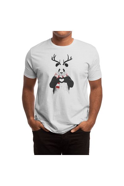 Fizello Λευκό μπλουζάκι Unisex Χριστουγεννιάτικο Panda με σχέδιο